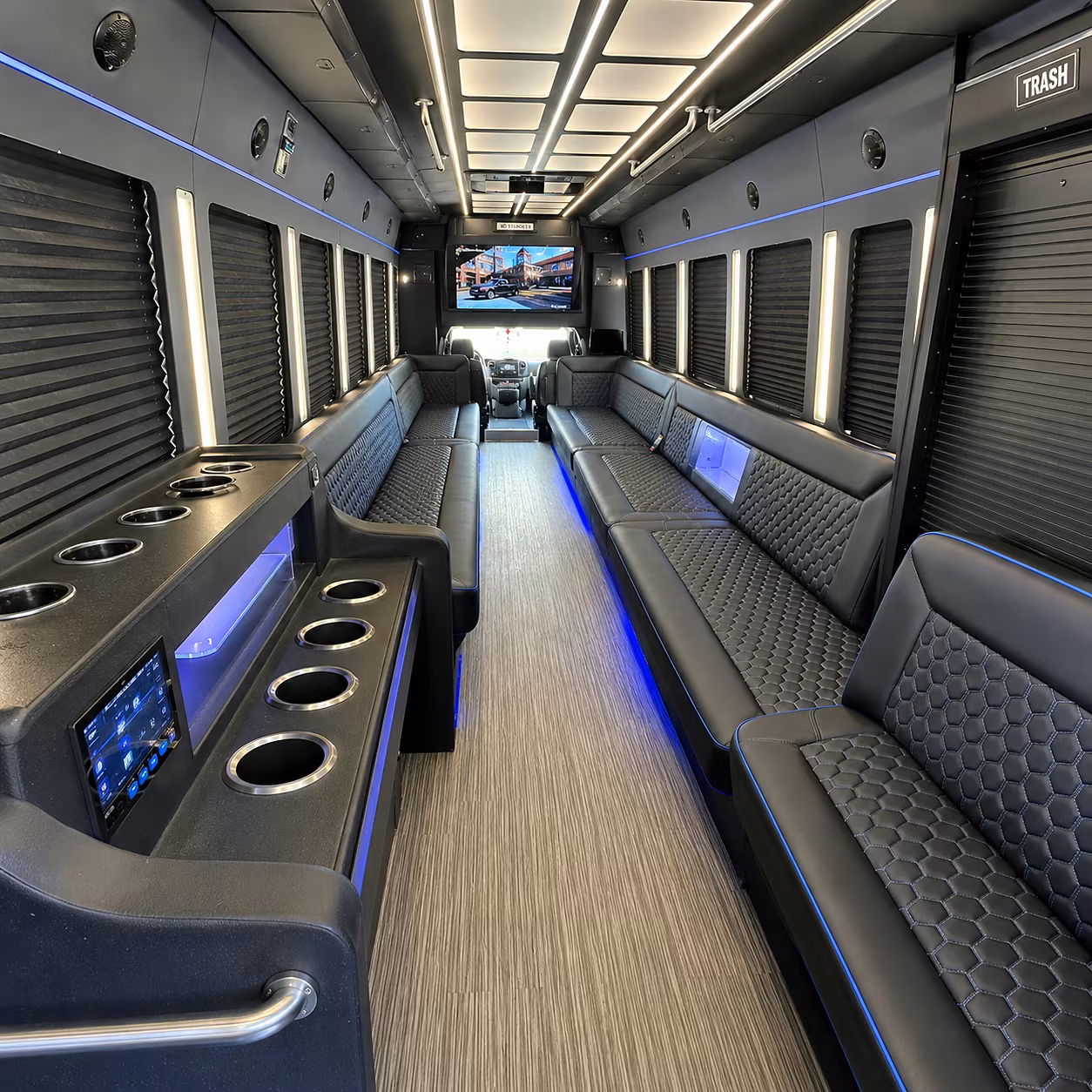 Salt Lake City Sporting Event Transportation party bus interior